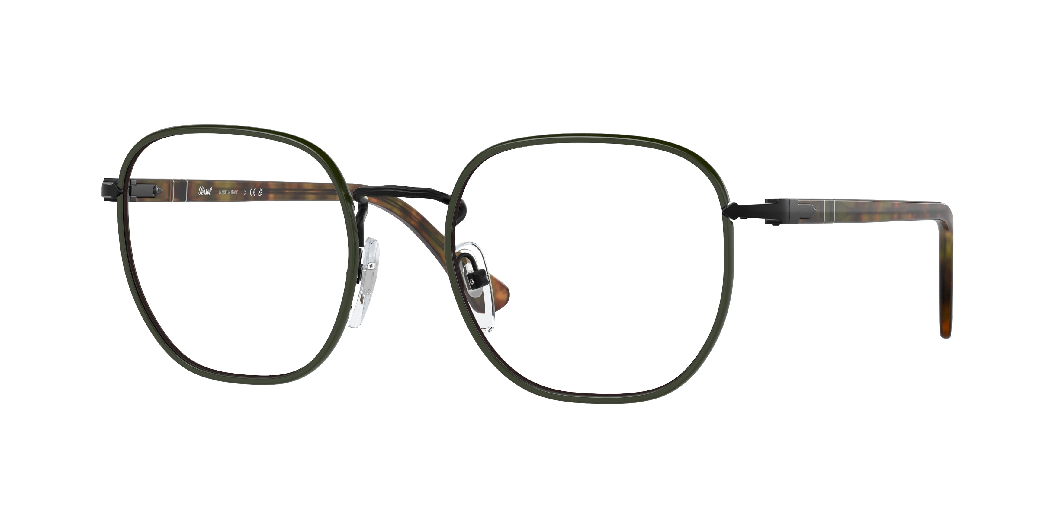 Persol PO1014VJ Round Eyeglasses  1128-Black / Green 52-145-20 - Color Map Black