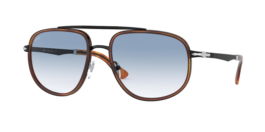 Persol PO2465S Irregular Sunglasses  10913F-BLACK & HAVANA 57-18-140 - Color Map black
