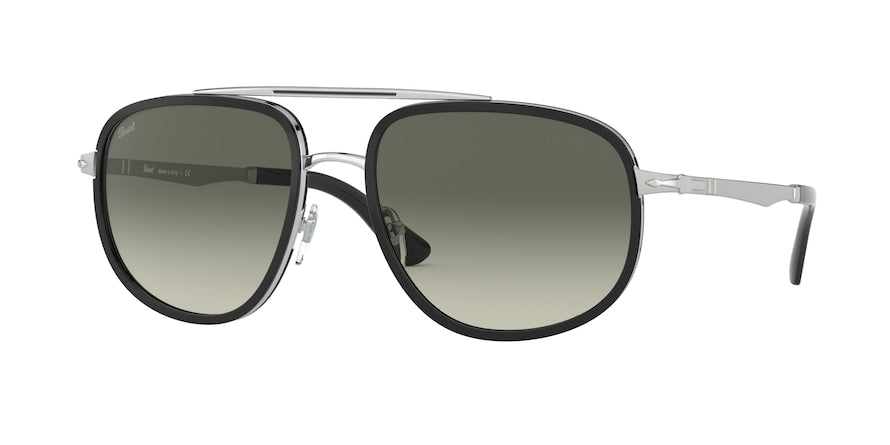 Persol PO2465S Irregular Sunglasses  518/71-SILVER & BLACK 57-18-140 - Color Map silver