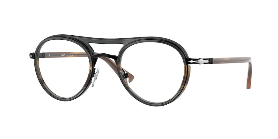 Persol PO2485V Phantos Eyeglasses  1146-BLACKSTRIPED BROWN/GREY 48-21-145 - Color Map multi