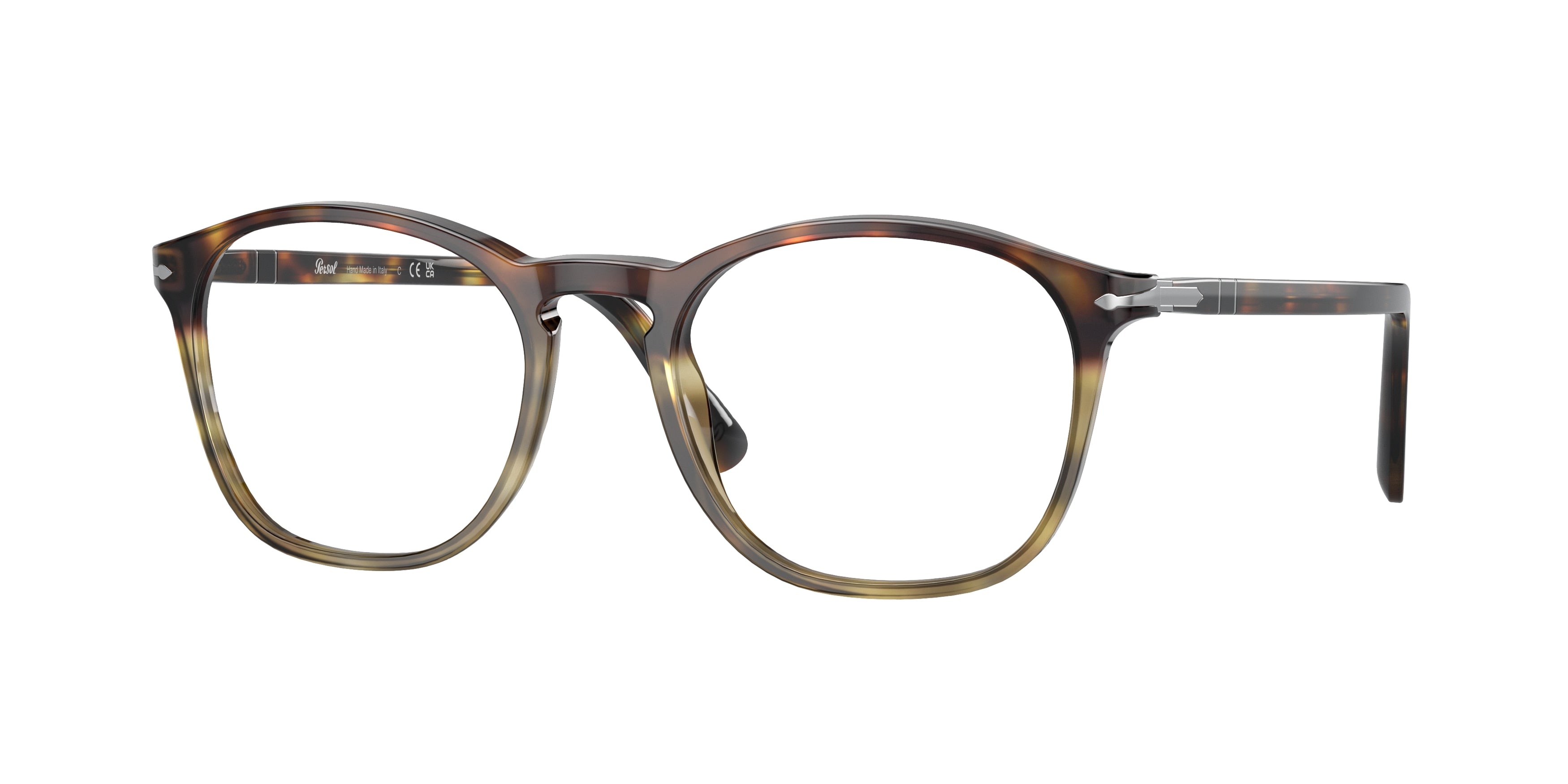 Persol PO3007VM Square Eyeglasses  1158-Tortoise Spotted Brown 52-145-19 - Color Map Brown