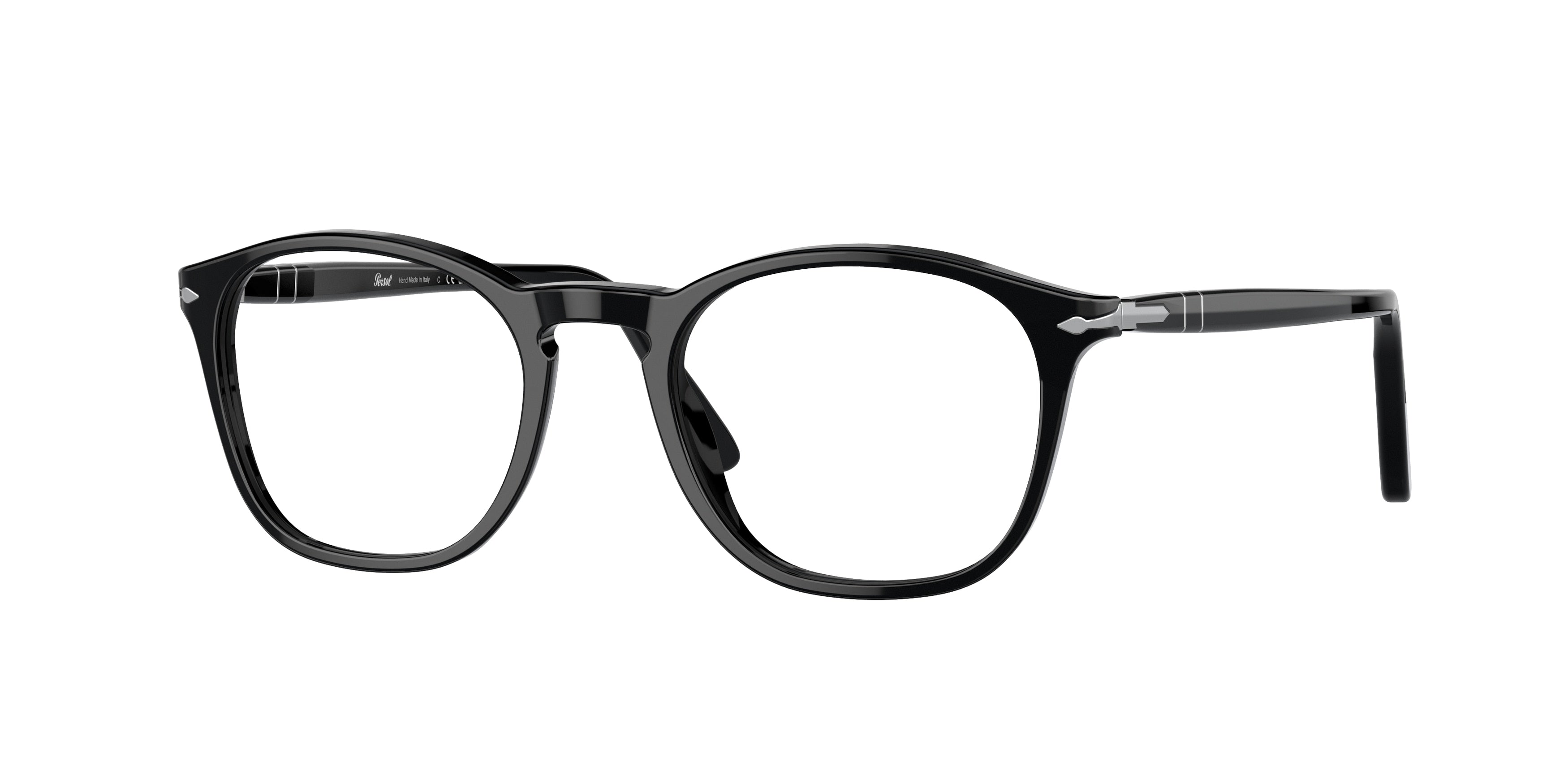 Persol PO3007V Square Eyeglasses  95-Black 52-145-19 - Color Map Black