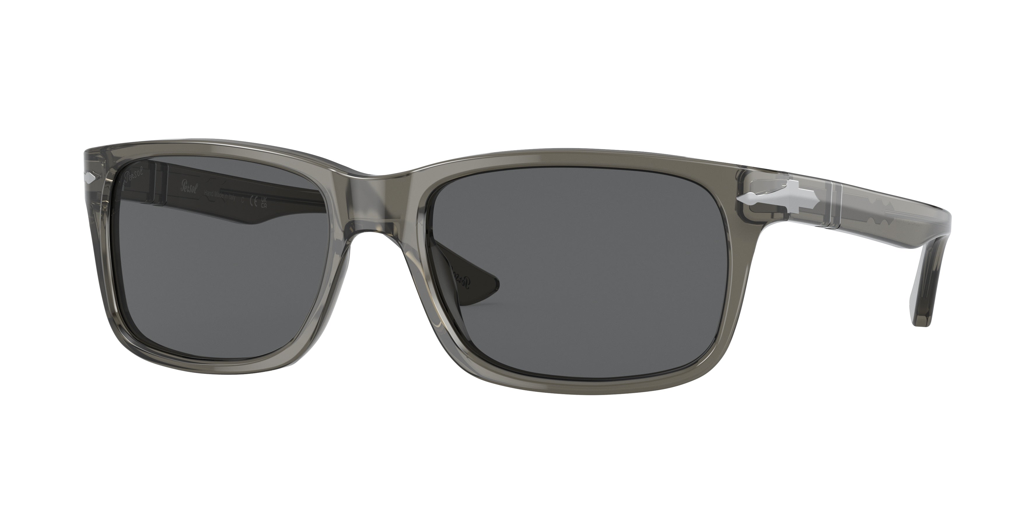 Persol PO3048S Rectangle Sunglasses  1103B1-Transparent Grey 58-145-19 - Color Map Grey