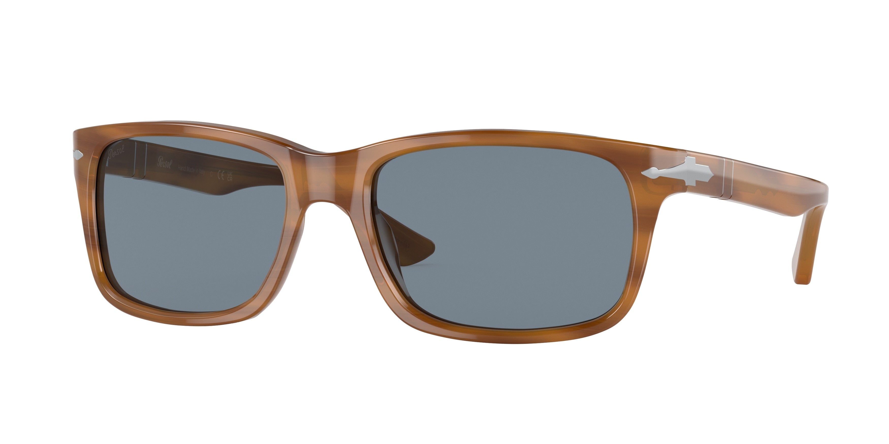 Persol PO3048S Rectangle Sunglasses  960/56-Striped Brown 58-145-19 - Color Map Tortoise