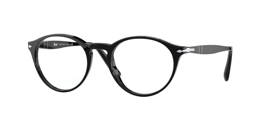 Persol PO3092VA Round Eyeglasses  9014-BLACK 50-19-145 - Color Map black