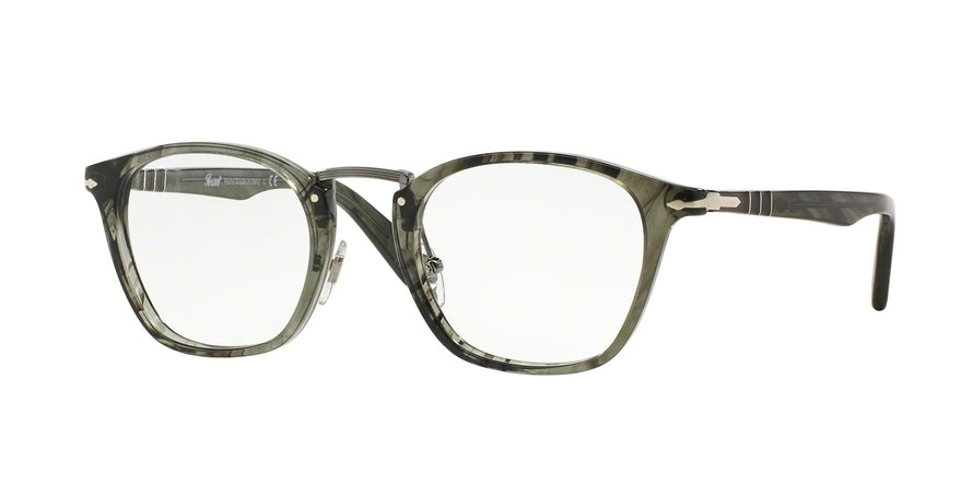 Persol PO3109V Rectangle Eyeglasses  1020-STRIPED GREY 49-22-145 - Color Map green