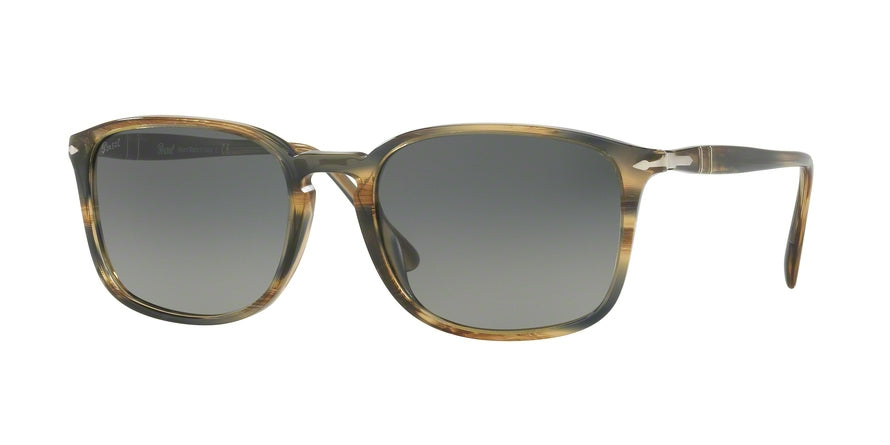 Persol PO3158S Rectangle Sunglasses  104971-STRIPPED BROWN GREY 56-19-145 - Color Map havana