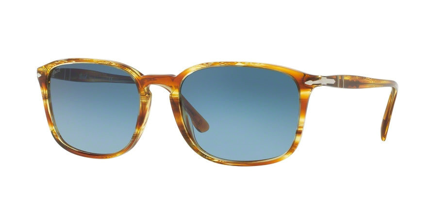 Persol PO3158S Rectangle Sunglasses  1050Q8-STRIPPED BROWN YELLOW 56-19-145 - Color Map havana