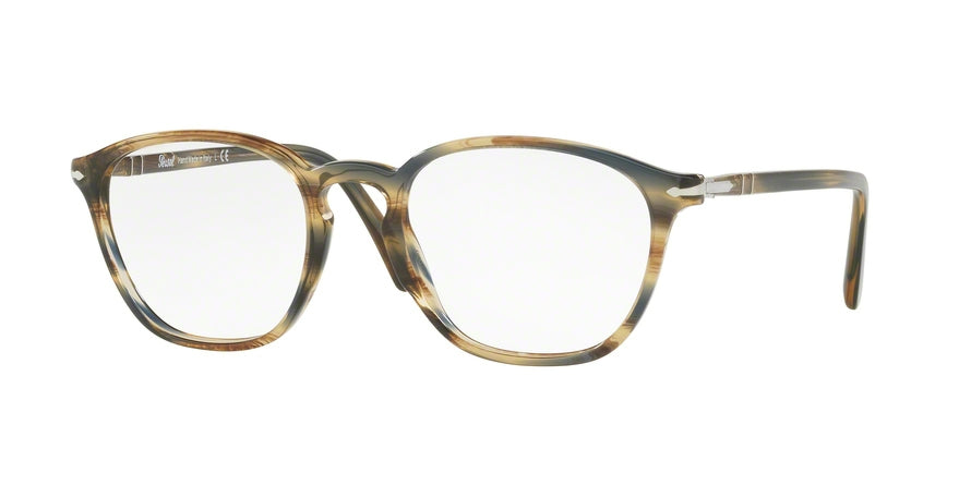 Persol PO3178V Rectangle Eyeglasses  1049-STRIPED BROWN GREY 52-20-145 - Color Map multi