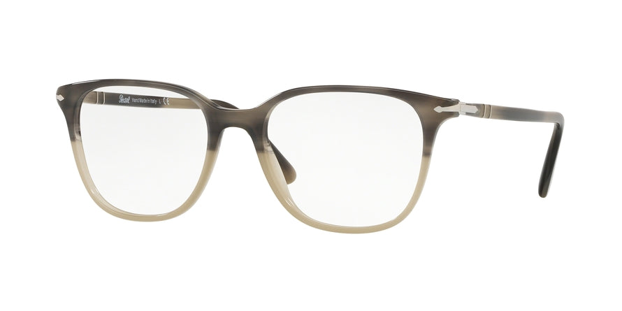 Persol PO3203V Rectangle Eyeglasses  1065-STRIPED GREY & BEIGE 53-18-145 - Color Map brown
