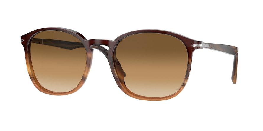 Persol PO3215S Square Sunglasses  113651-BLACK/STRIPED BROWN 57-20-145 - Color Map multi