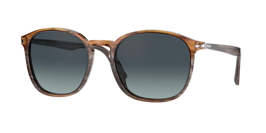 Persol PO3215S Square Sunglasses  1137Q8-STRIPED GREY/GRADIENT BROWN 57-20-145 - Color Map multi