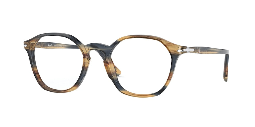 Persol PO3238V Irregular Eyeglasses  1049-STRIPED BROWN & GREY 50-20-145 - Color Map multi