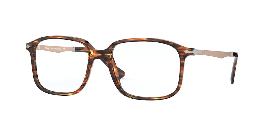 Persol PO3246V Rectangle Eyeglasses  938-BRONZE & STRIPED HAVANA 53-17-145 - Color Map brown