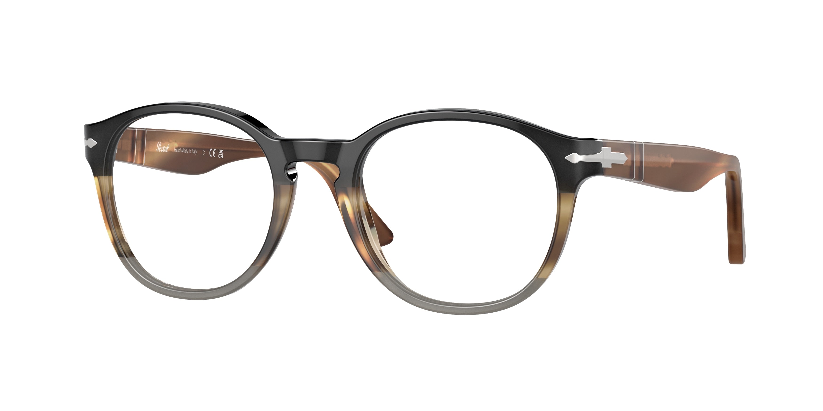 Persol PO3284V Phantos Eyeglasses  1135-Black Cut Net Striped Brown Cut Net Grey 48-145-20 - Color Map Black