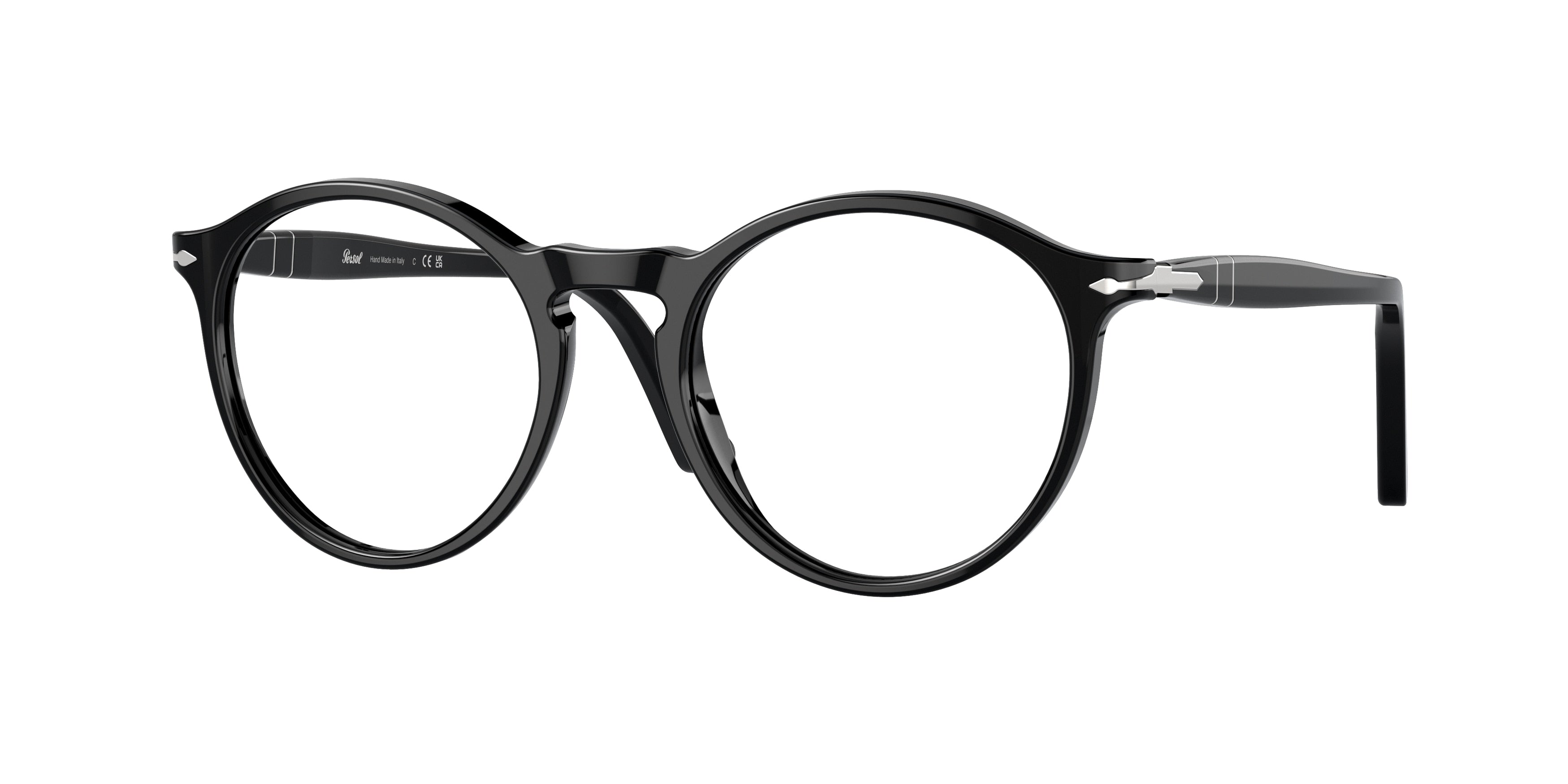 Persol PO3285V Round Eyeglasses  95-Black 50-140-19 - Color Map Black