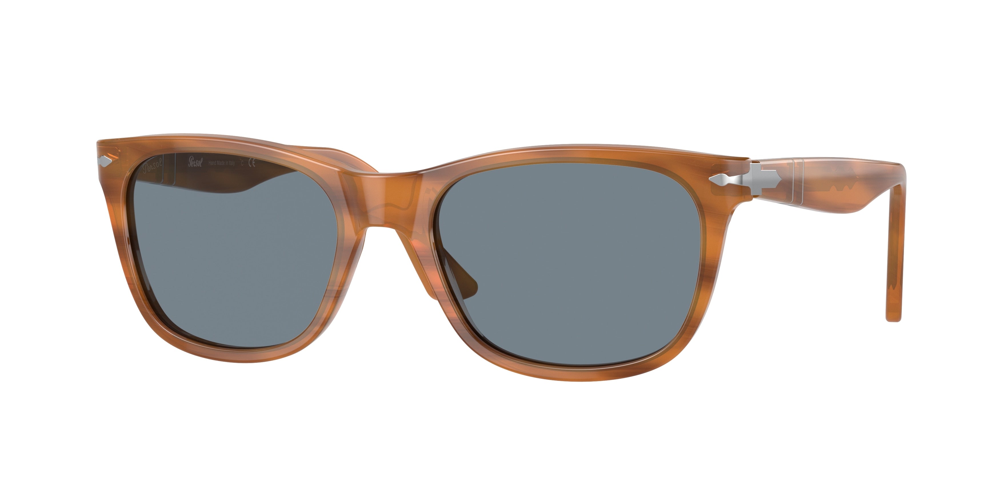 Persol PO3291S Rectangle Sunglasses  960/56-Striped Brown 57-145-19 - Color Map Tortoise