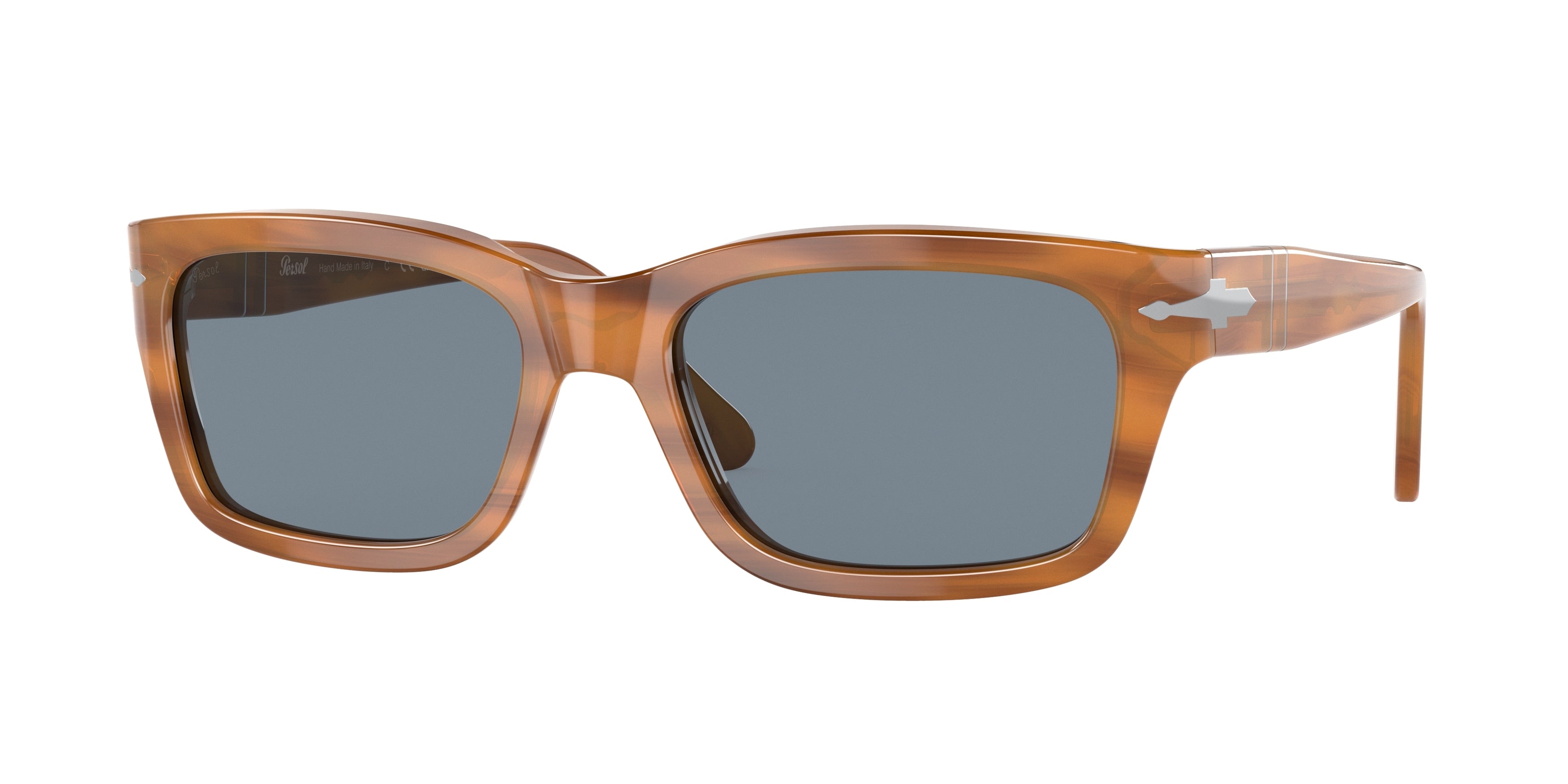 Persol PO3301S Rectangle Sunglasses  960/56-Striped Brown 57-145-19 - Color Map Tortoise