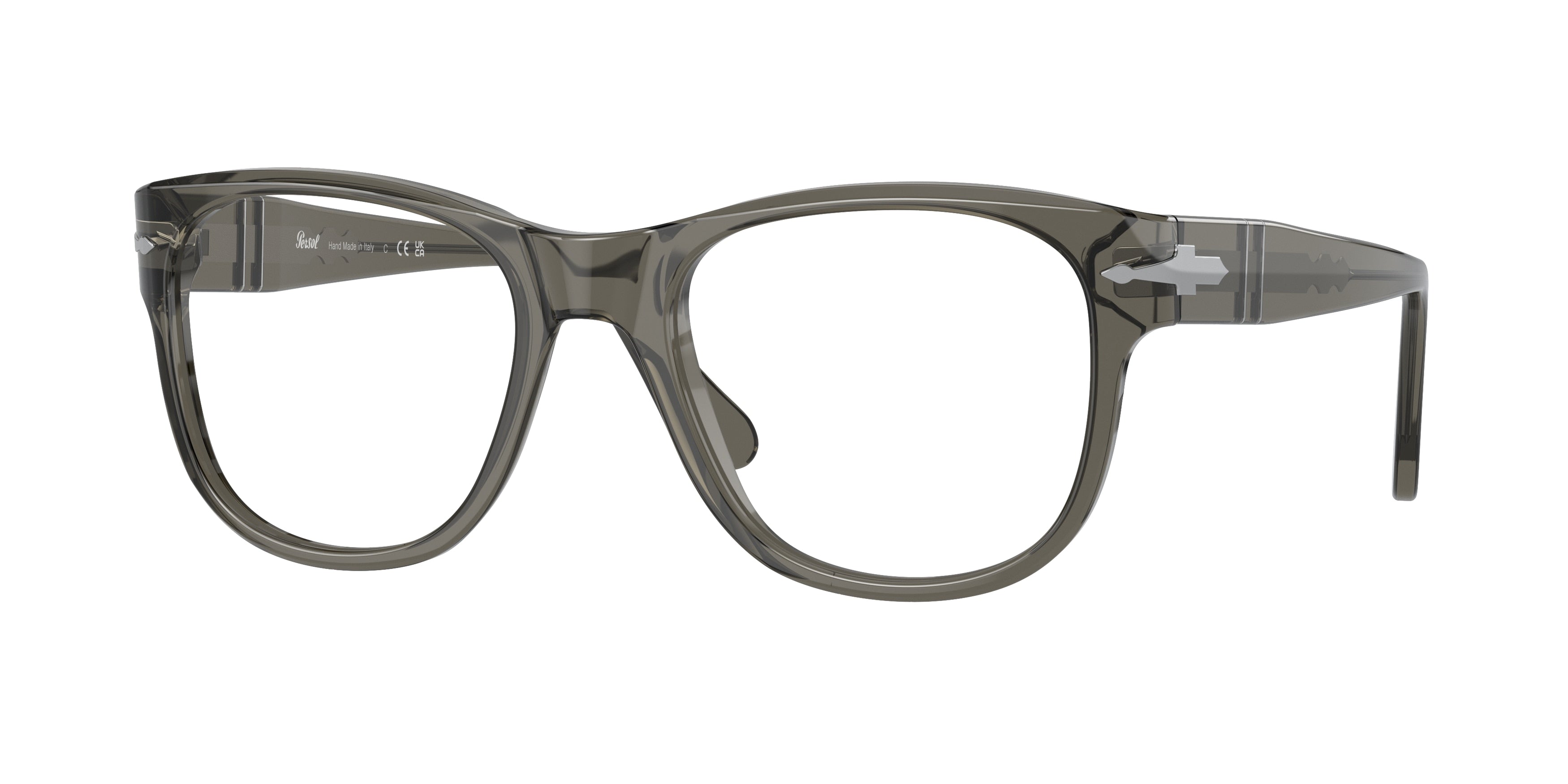 Persol PO3312V Square Eyeglasses  1103-Transparent Taupe Gray 54-150-20 - Color Map Grey