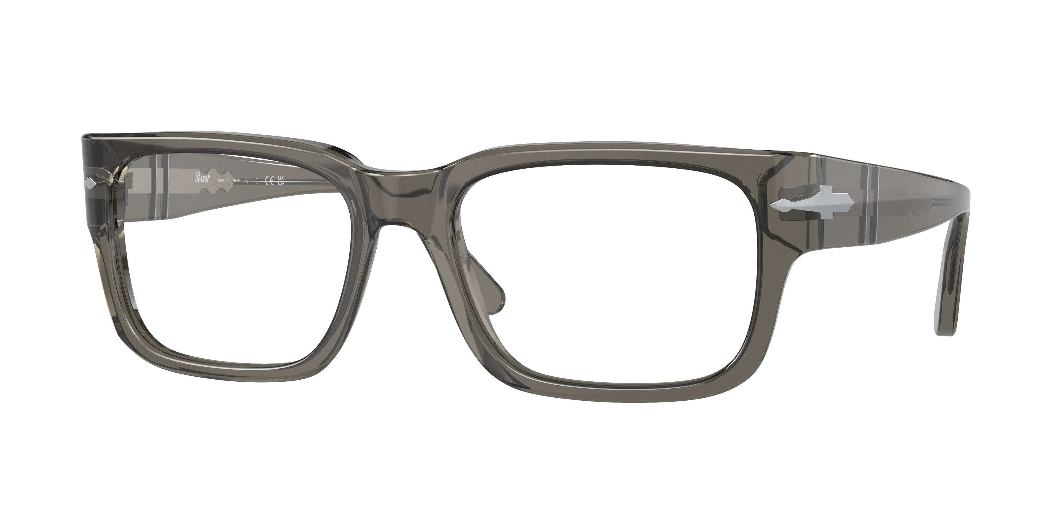 Persol PO3315V Rectangle Eyeglasses  1103-Transparent Taupe Gray 55-145-19 - Color Map Grey
