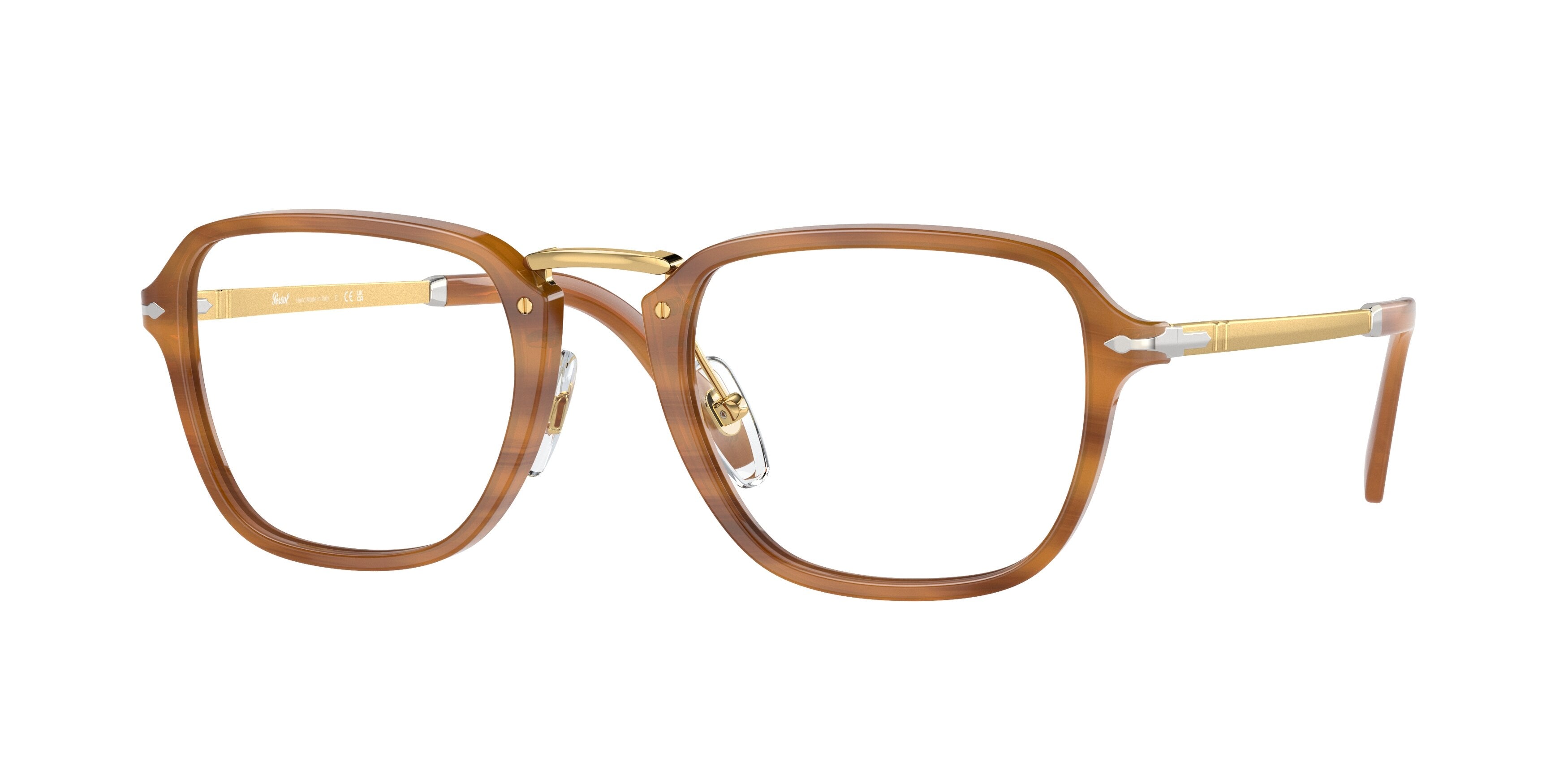 Persol PO3331V Rectangle Eyeglasses  960-Striped Brown 52-145-22 - Color Map Tortoise