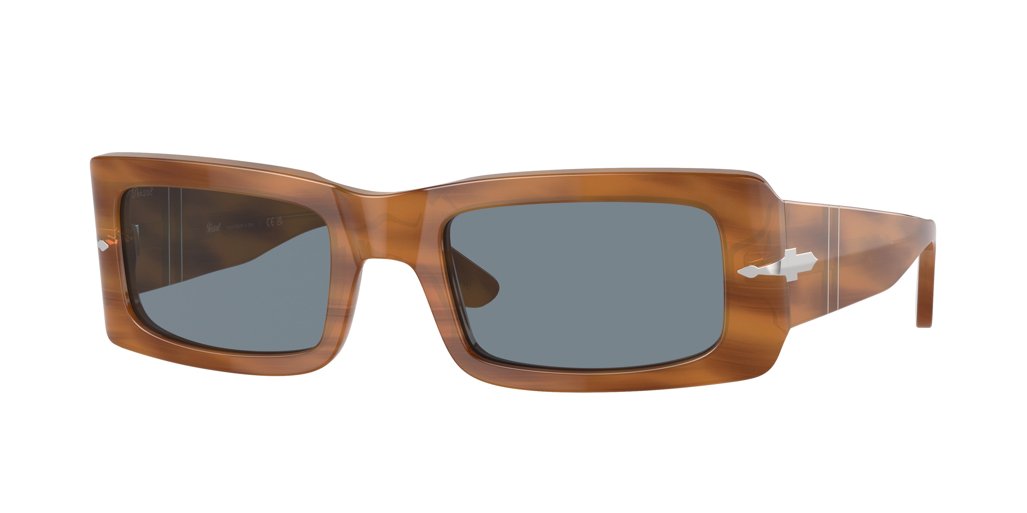 Persol FRANCIS PO3332S Rectangle Sunglasses  960/56-Striped Brown 54-140-22 - Color Map Tortoise
