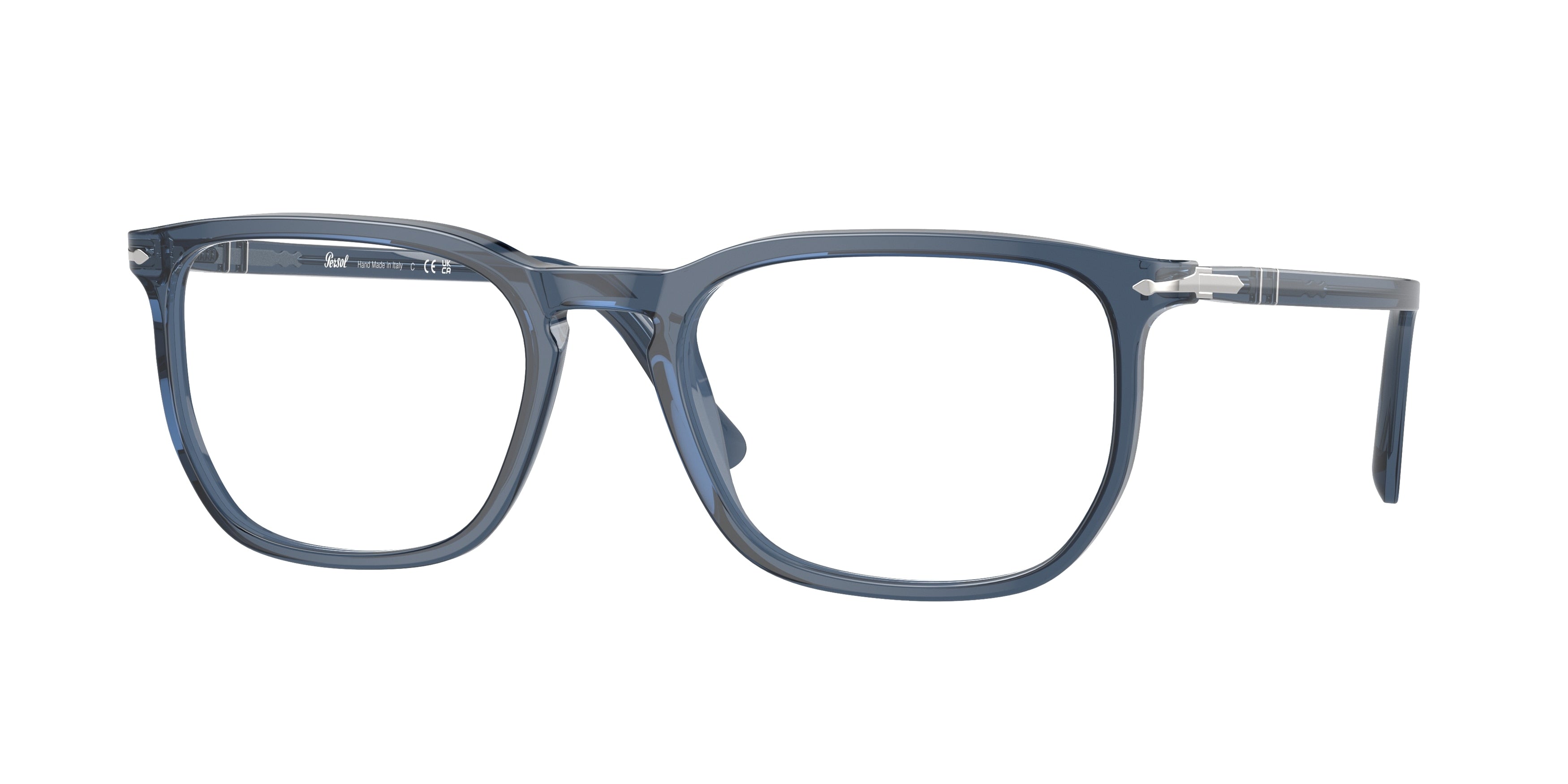 Persol PO3339V Rectangle Eyeglasses  1197-Transparent Blue 56-145-20 - Color Map Blue