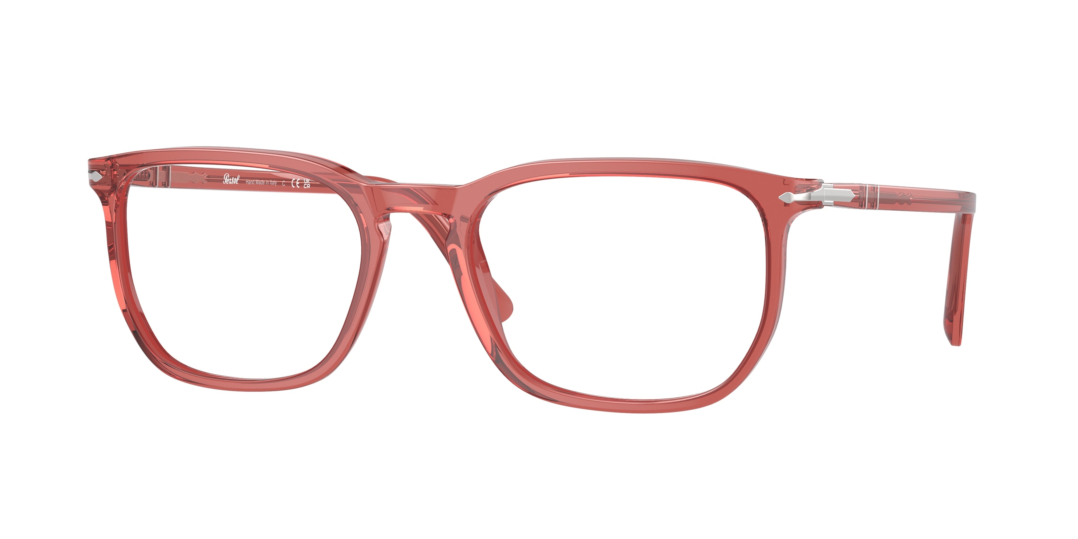 Persol PO3339V Rectangle Eyeglasses  1198-Transparent Red 56-145-20 - Color Map Red