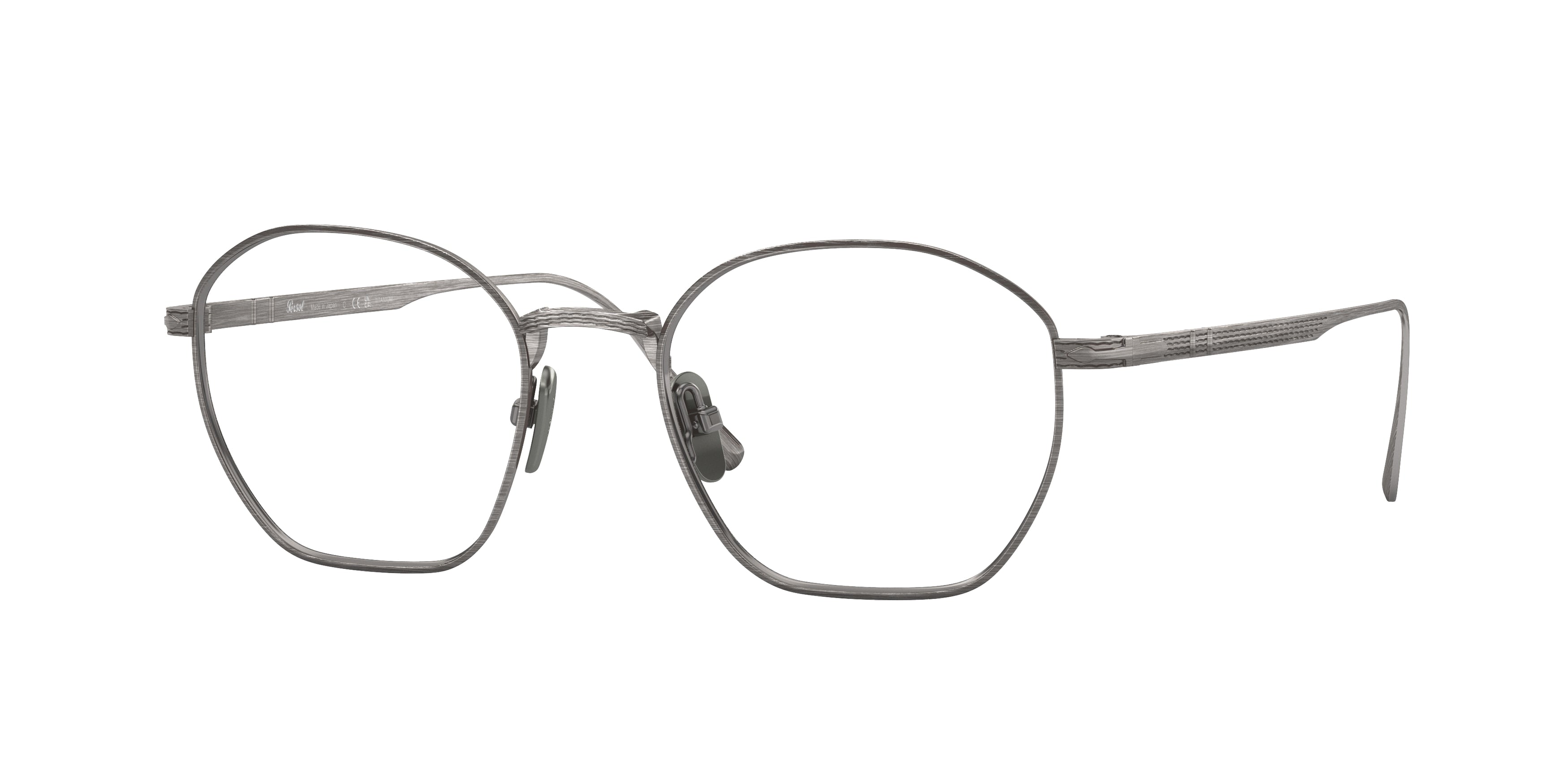 Persol PO5004VT Hexagonal Eyeglasses  8001-Pewter 50-145-19 - Color Map Grey