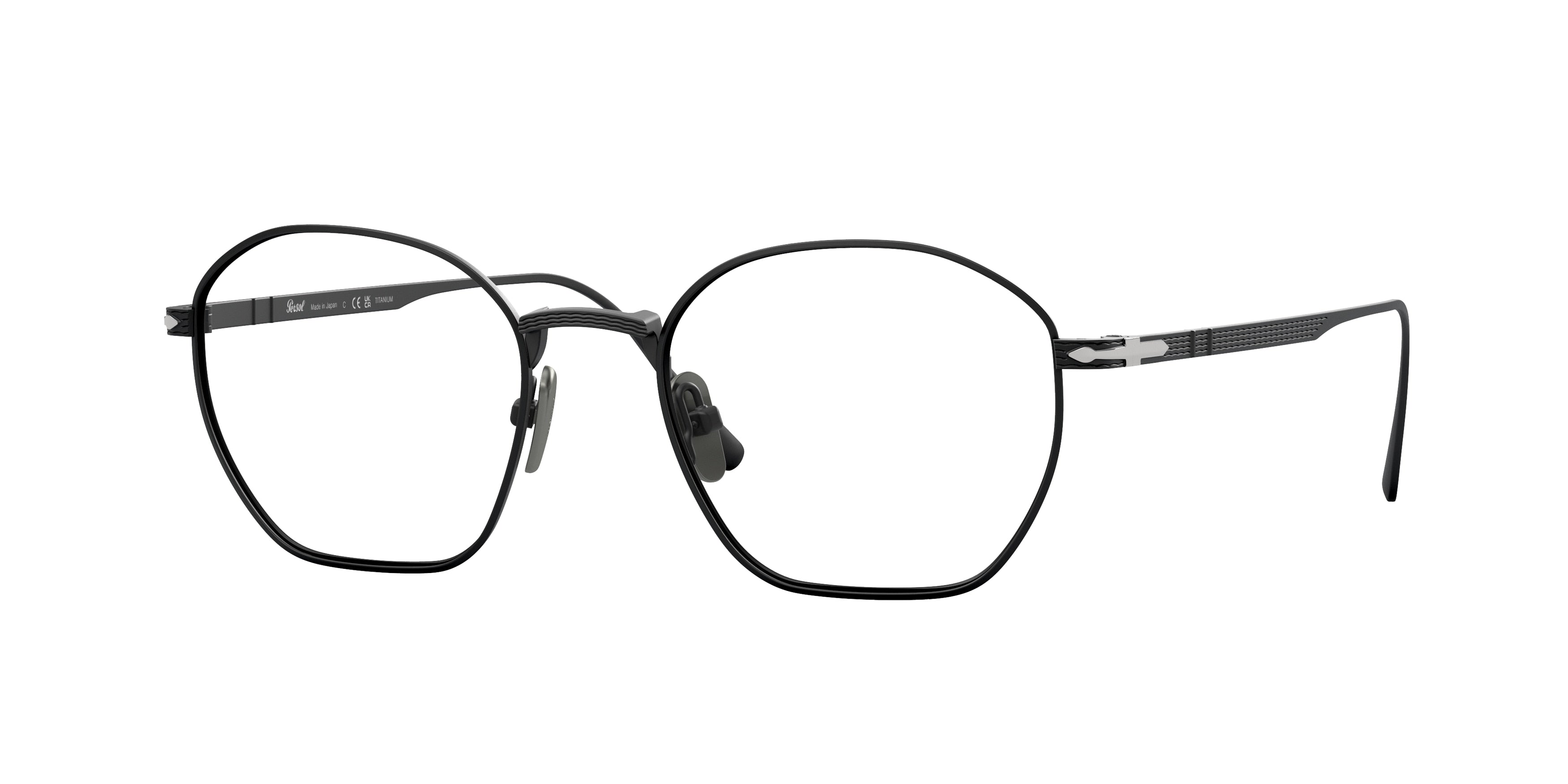 Persol PO5004VT Hexagonal Eyeglasses  8004-Matte Black 50-145-19 - Color Map Black