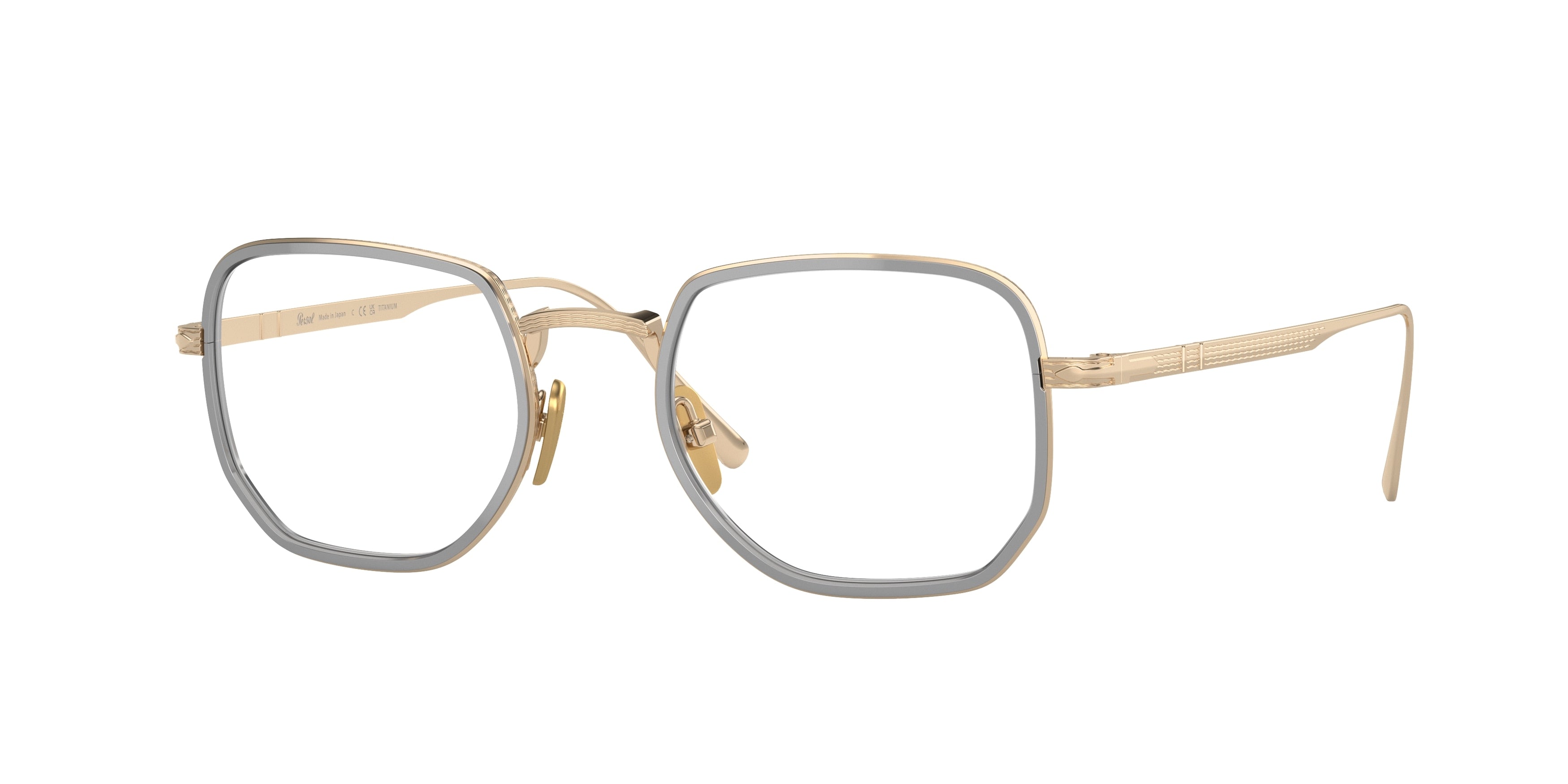 Persol PO5006VT Rectangle Eyeglasses  8005-Gold/Silver 47-145-20 - Color Map Gold