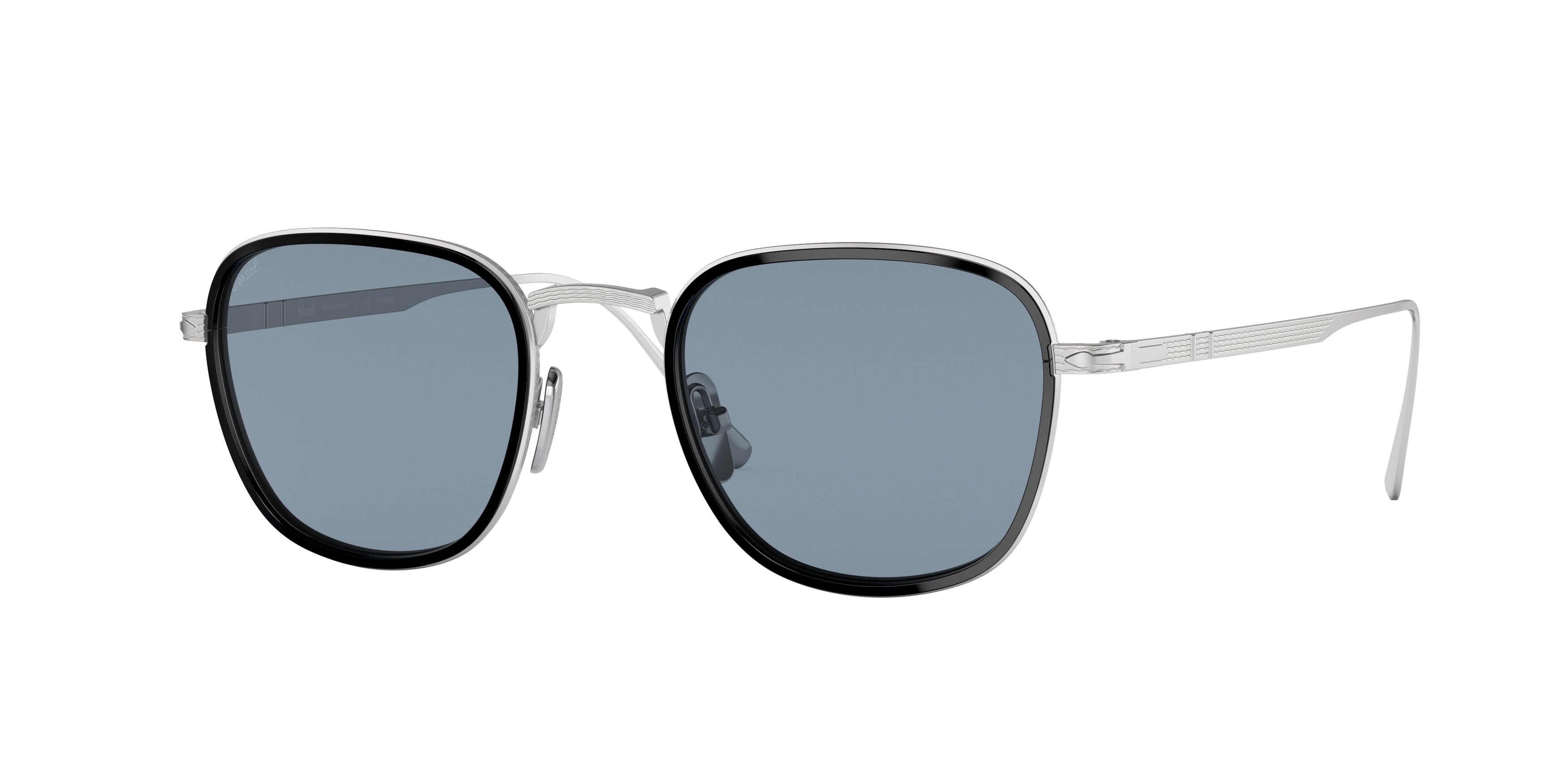 Persol PO5007ST Square Sunglasses  800656-Silver/Black 47-145-21 - Color Map Silver