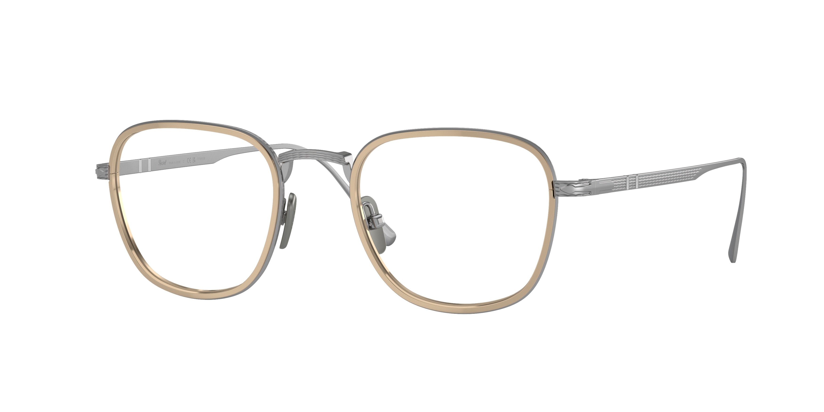 Persol PO5007VT Square Eyeglasses  8010-Silver/Gold 47-145-21 - Color Map Silver