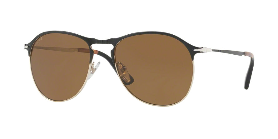 Persol PO7649S Pilot Sunglasses  107057-MATTE BLACK/GOLD 53-18-145 - Color Map black