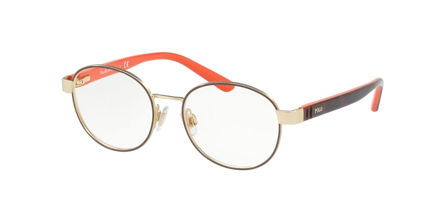 Polo Prep PP8038 Round Eyeglasses  3218-SATIN GOLD BROWN/TORT ORANGE 47-15-130 - Color Map brown