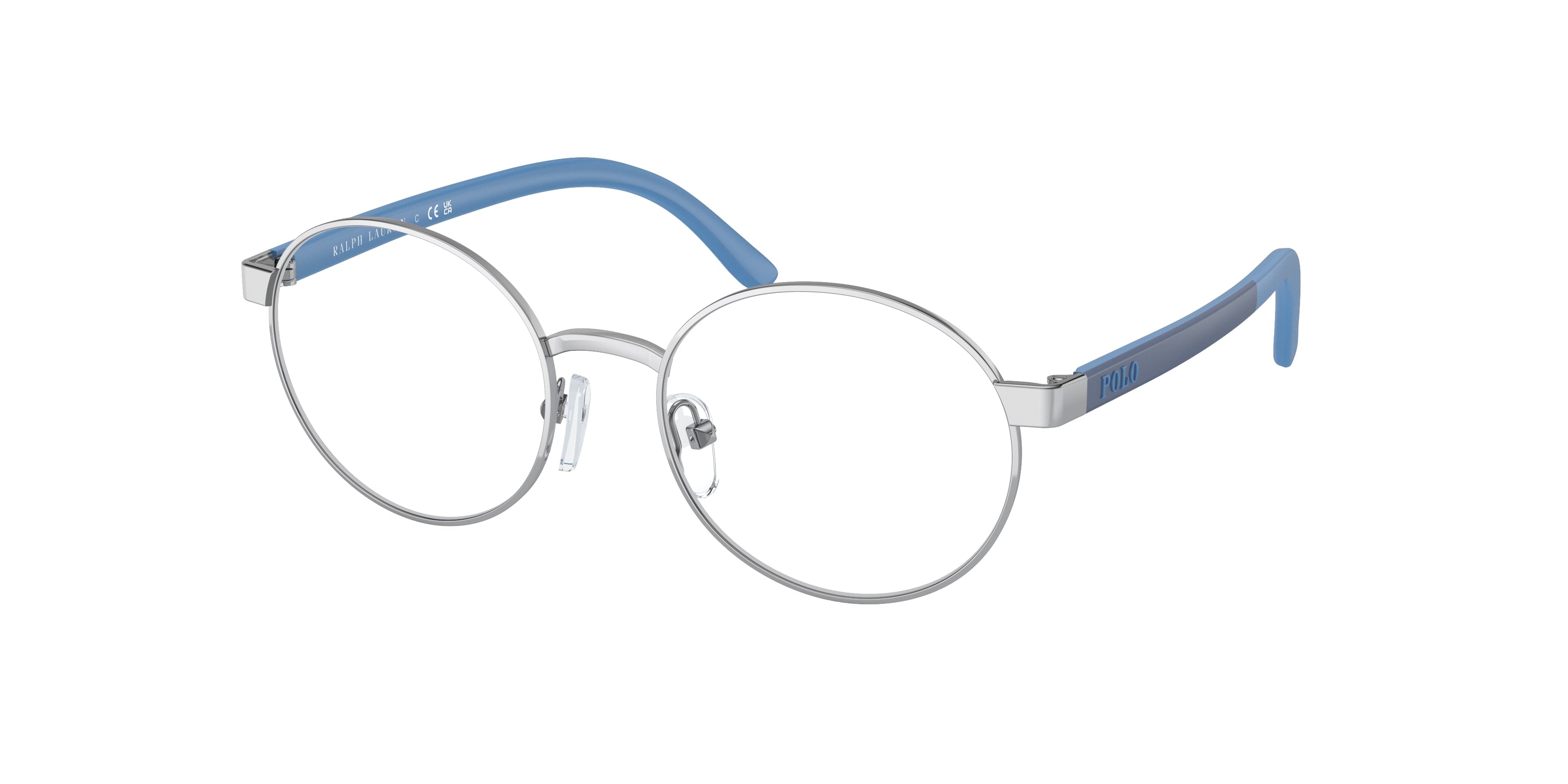 Polo Prep PP8041 Round Eyeglasses  9392-Shiny Silver 48-130-17 - Color Map Silver