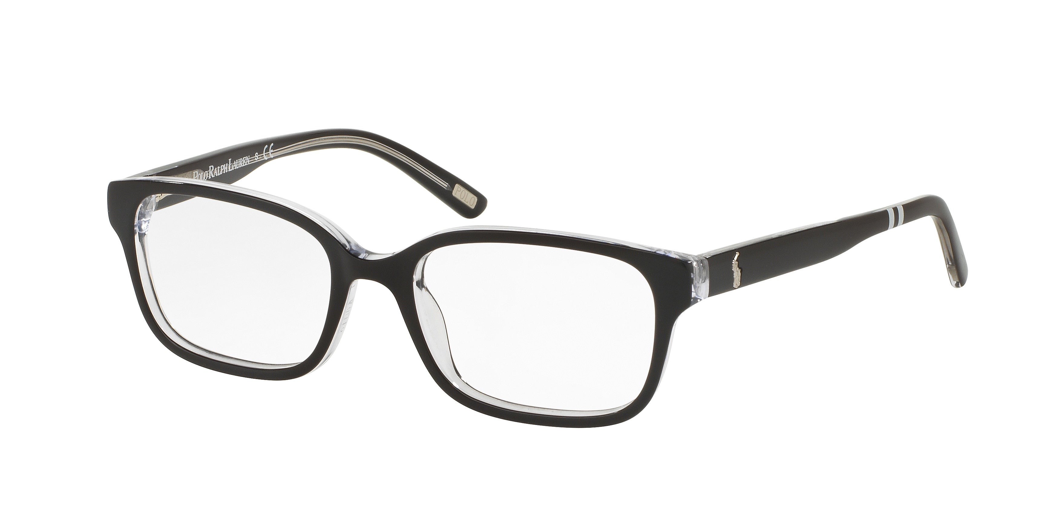 Polo Prep PP8520 Rectangle Eyeglasses  541-Shiny Black On Crystal 48-130-16 - Color Map Black