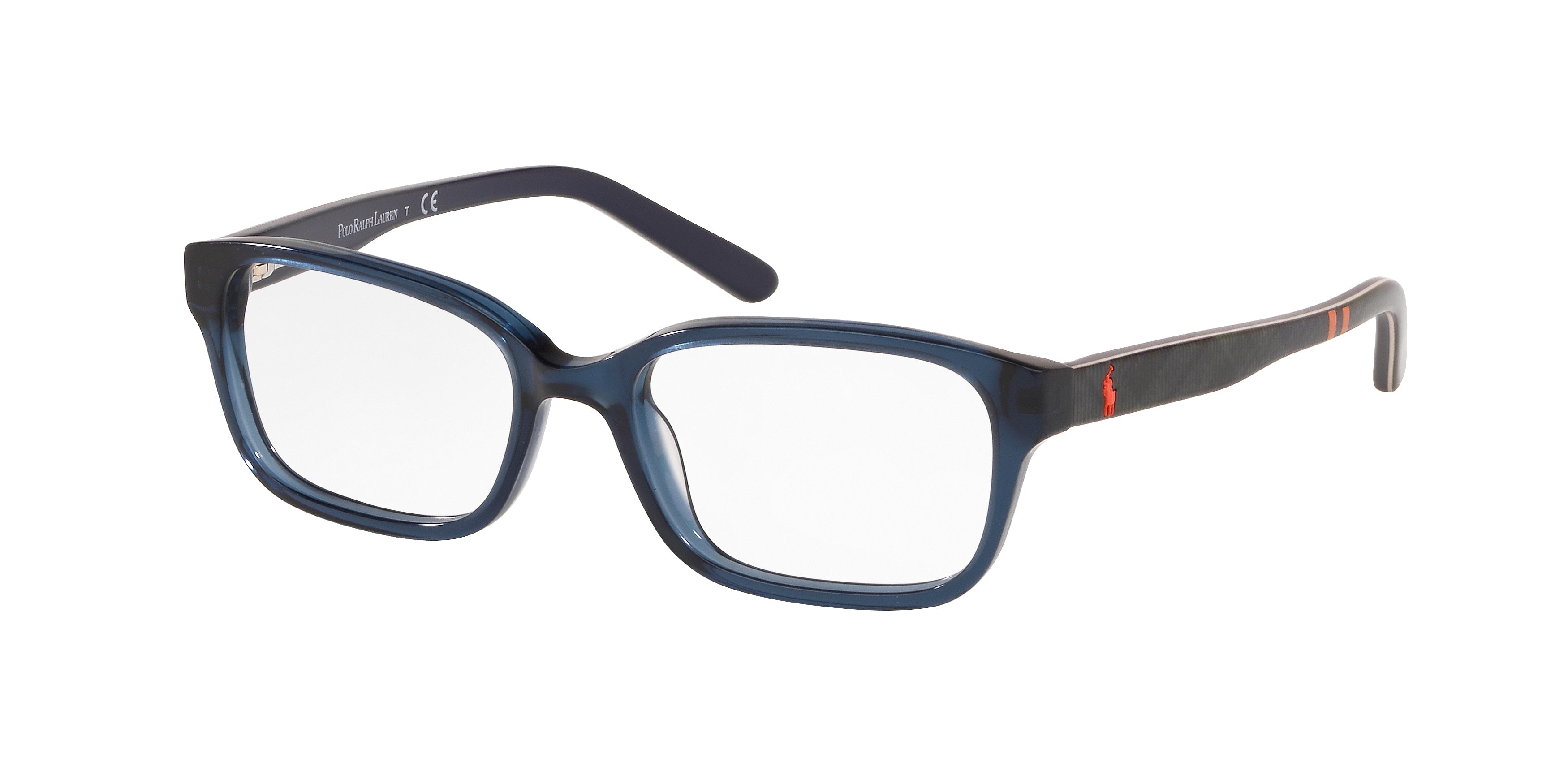 Polo Prep PP8520 Rectangle Eyeglasses  5852-Shiny Transparent Blue 48-130-16 - Color Map Blue