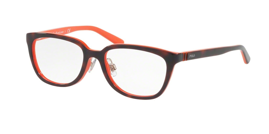 Polo Prep PP8528 Square Eyeglasses  1638-SHINY DARK HAVANA ON ORANGE 47-16-130 - Color Map havana