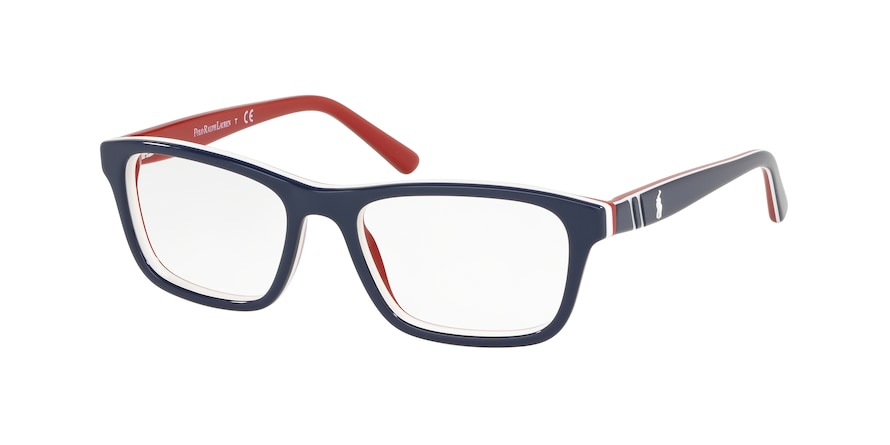 Polo Prep PP8536 Rectangle Eyeglasses  5667-TOP BLUE/WHITE/RED 49-16-130 - Color Map blue
