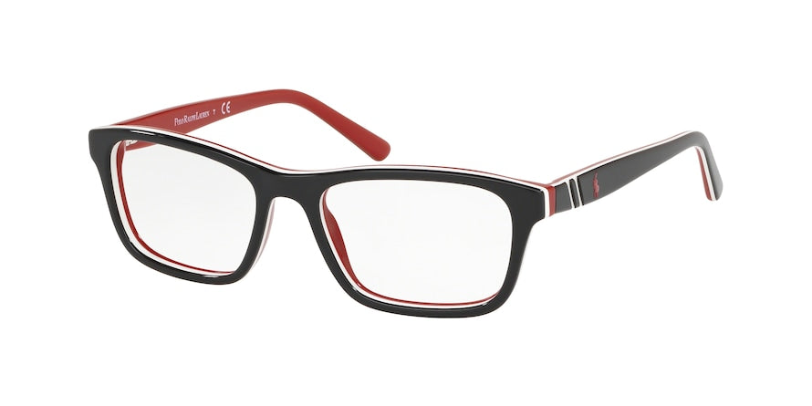 Polo Prep PP8536 Rectangle Eyeglasses  5790-TOP BLACK/WHITE/RED 49-16-130 - Color Map black