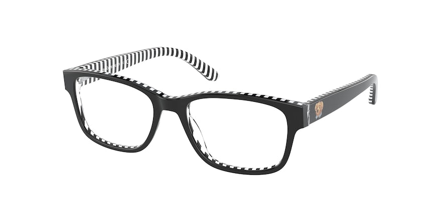 Polo Prep PP8537 Pillow Eyeglasses  5879-TOP BLACK ON STRIPES WHITE/BLA 49-16-130 - Color Map black