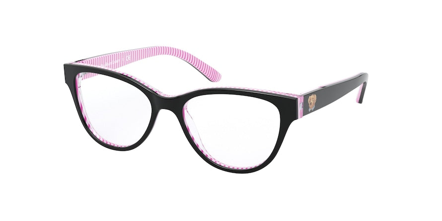 Polo Prep PP8539 Butterfly Eyeglasses  5880-TOP BLACK ON STRIP WHITE/PINK 50-15-130 - Color Map multi
