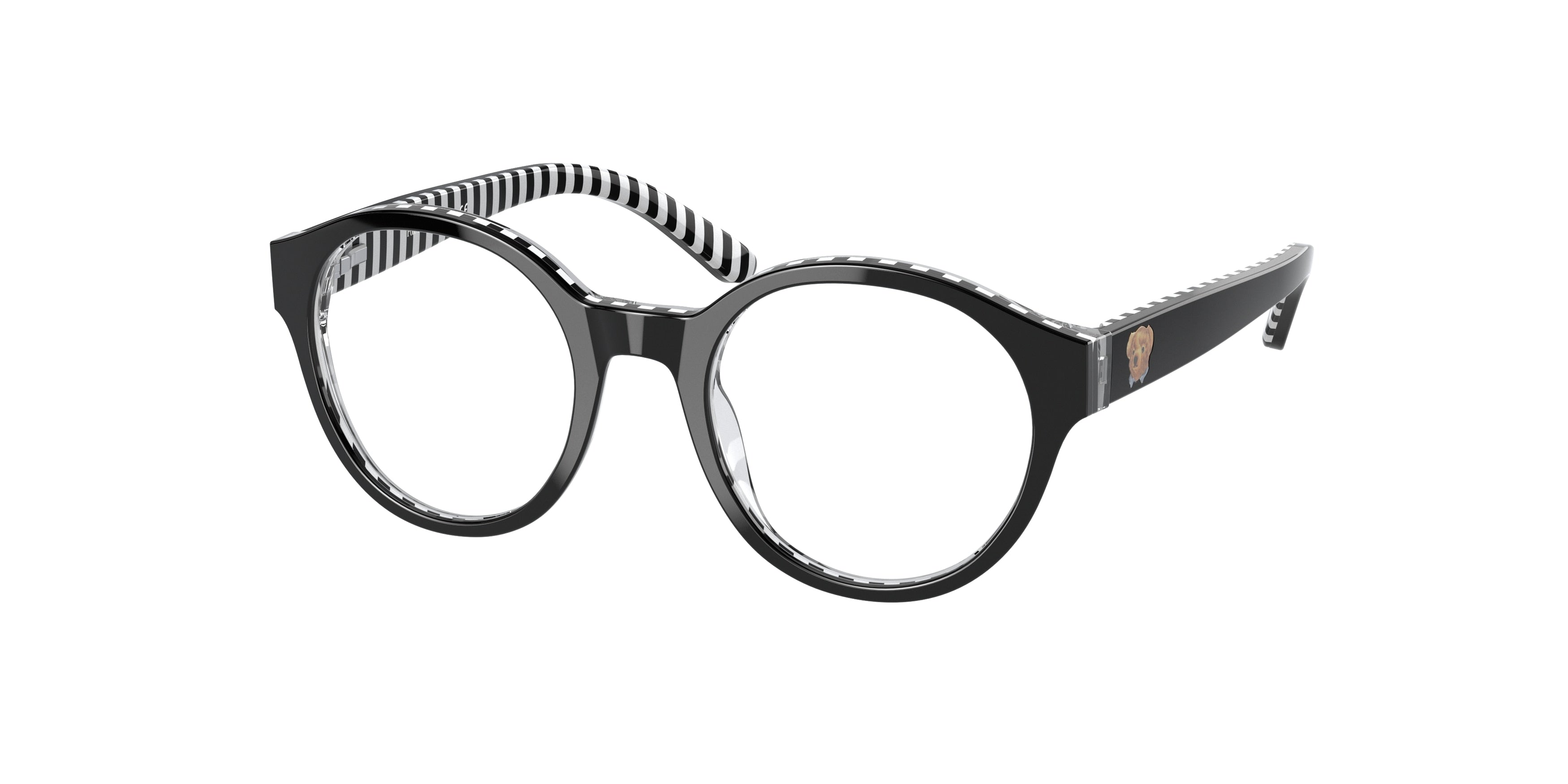Polo Prep PP8540 Phantos Eyeglasses  5879-Black On Black/White Stripes 44-130-18 - Color Map Black