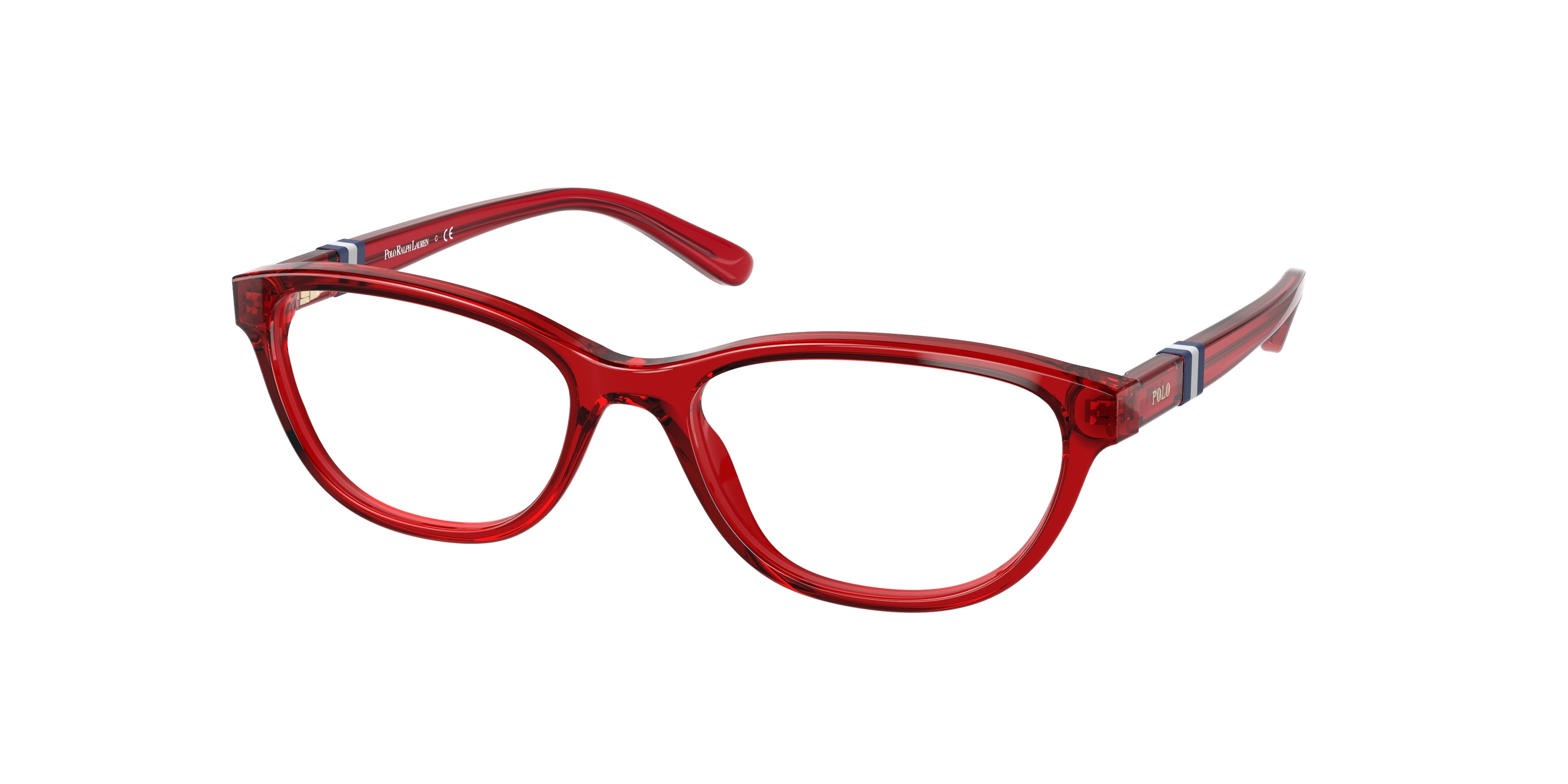 Polo Prep PP8542 Cat Eye Eyeglasses  5458-Shiny Opal Red 48-130-16 - Color Map Red