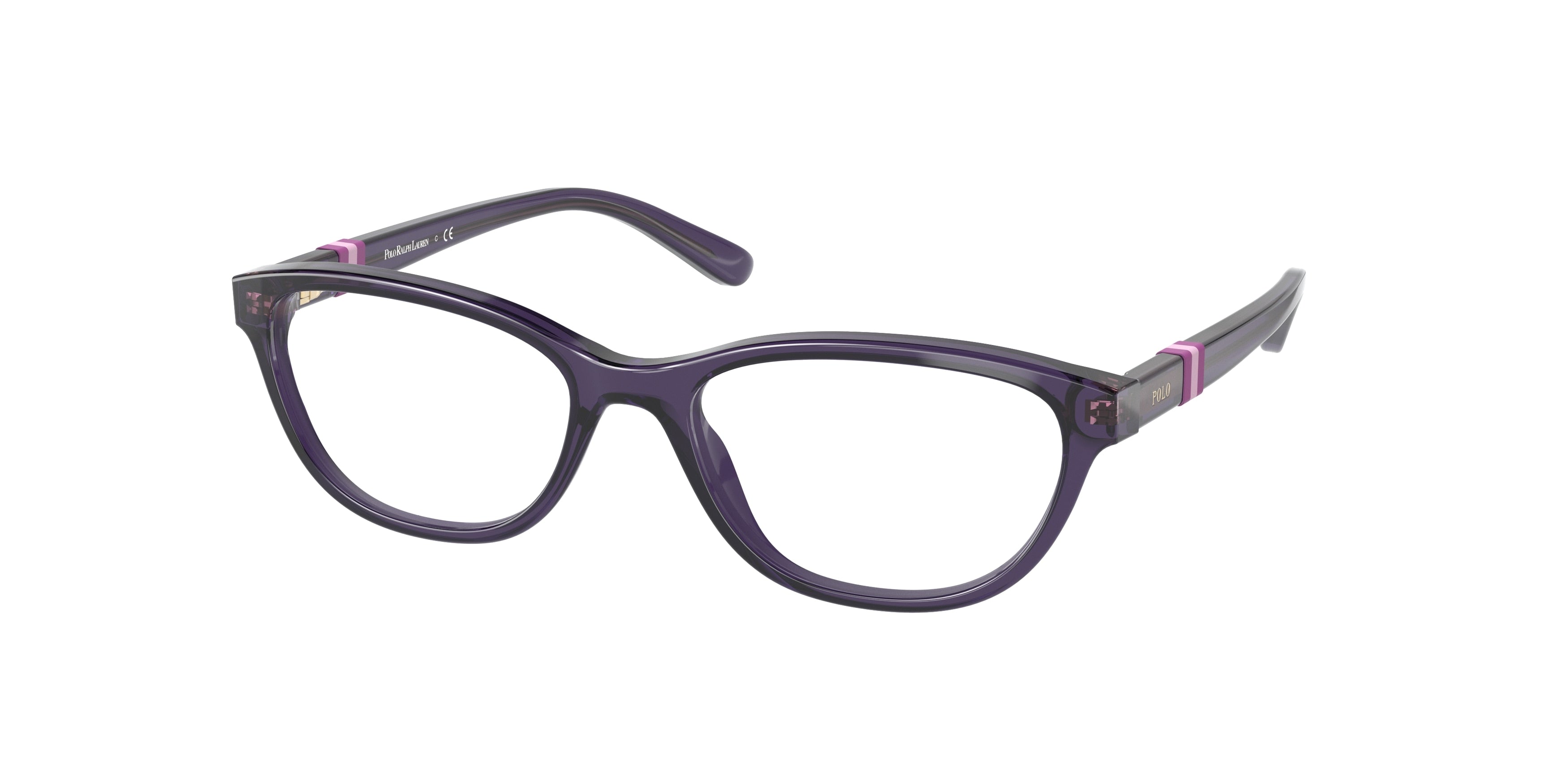 Polo Prep PP8542 Cat Eye Eyeglasses  5575-Shiny Transparent Purple 48-130-16 - Color Map Violet