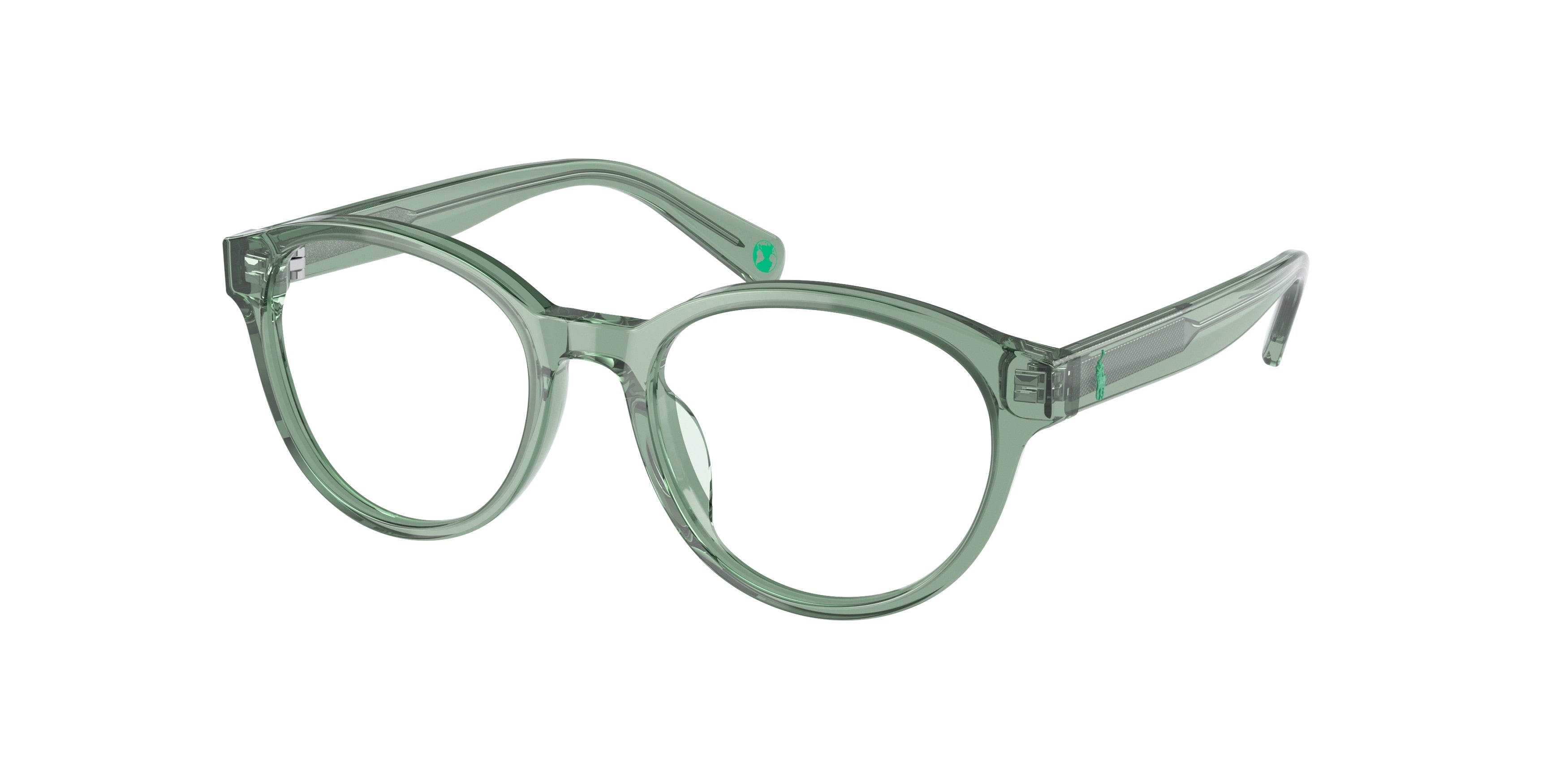 Polo Prep PP8546U Round Eyeglasses  6099-Shiny Transparent Green 49-130-17 - Color Map Green