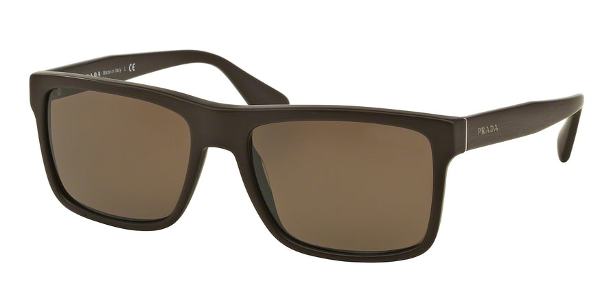 Prada PR01SS Rectangle Sunglasses  TV64S0-BRUSHED MATTE BROWN 57-18-145 - Color Map brown