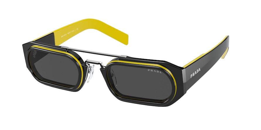 Prada PR01WS Rectangle Sunglasses  03L5S0-BLACK/YELLOW 53-24-150 - Color Map black