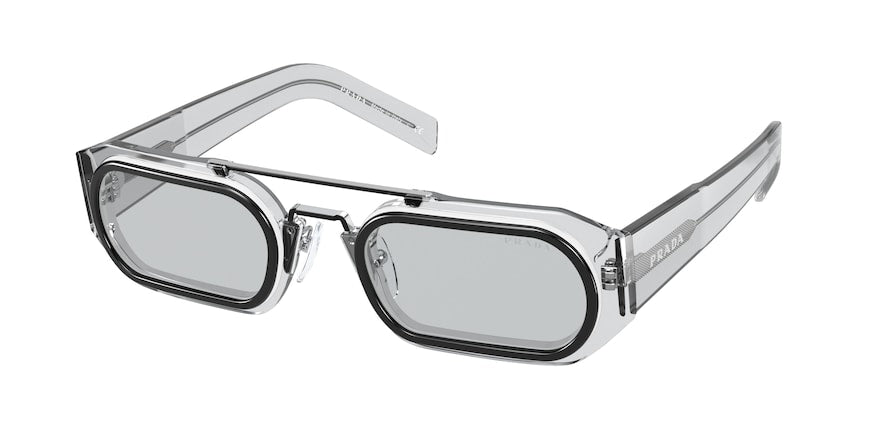 Prada PR01WS Rectangle Sunglasses  04L4Q1-TRANSPARENT GREY 53-24-150 - Color Map grey